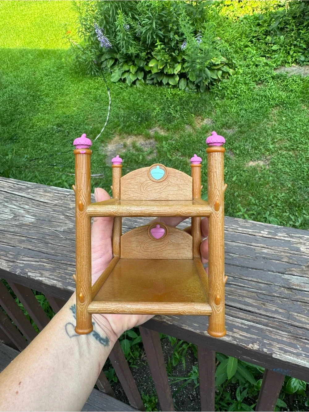 Tan Doll Bunk Shelf with Pink Accents - Kids Dolls & Accessories